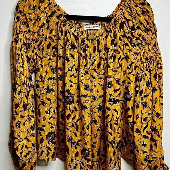 ULLA JOHNSON Silk Printed Blouse Size S